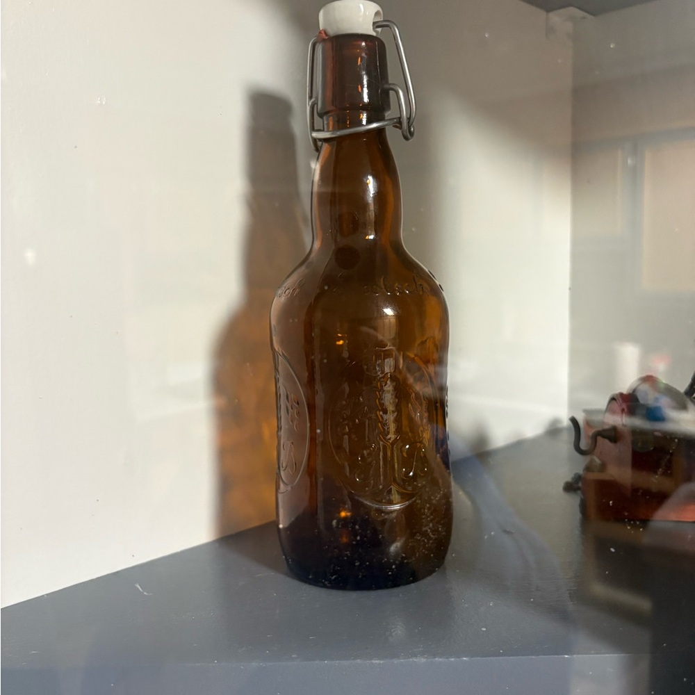 Grolsch Georgia Amber Glass Beer Bottle with Porcelain swing top 9 inches Ht